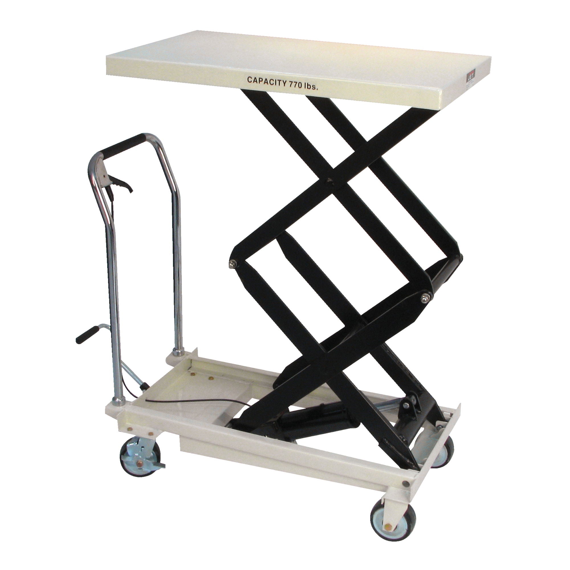 Table élévatrice à double ciseaux en acier de haute qualité avec une capacité de 350 kg et une pompe à pied hydraulique