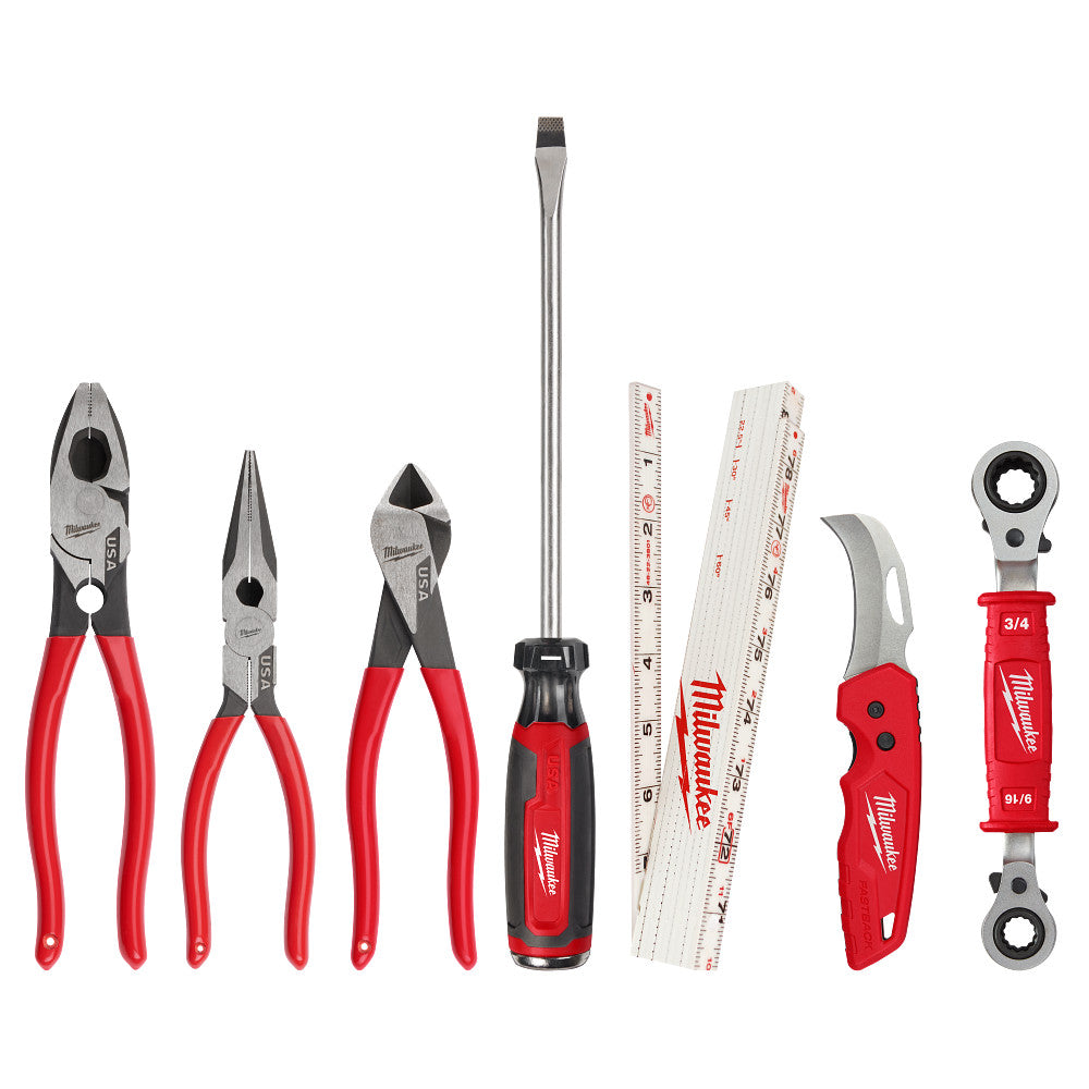 Kit d'outils à main pour services publics pour projets de construction, 7 pièces