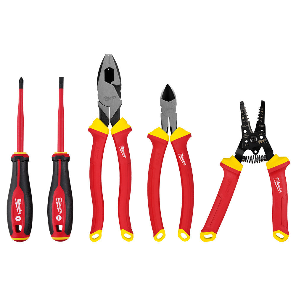 Jeu d'outils à main isolés 1000V pour électriciens - 5 pièces