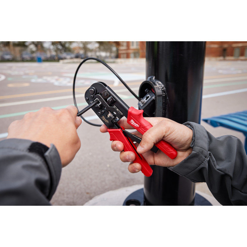 Pince à sertir modulaire à cliquet et outil de dénudage pour connecteurs RJ45 RJ11 RJ12