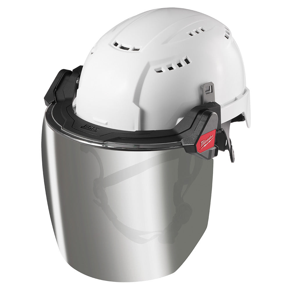 Visière complète avec lentille double couche miroitée à fixer sur un casque de sécurité
